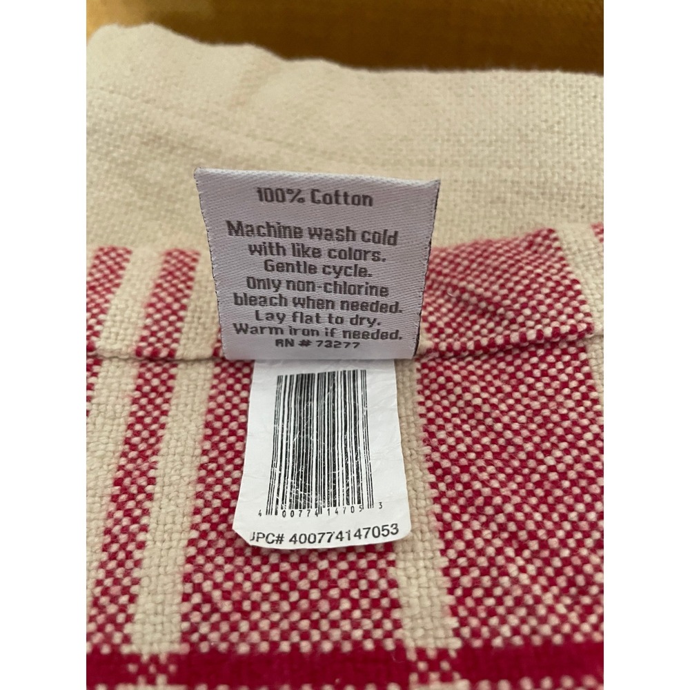Food Network Red Stripe Woven Fringed Table Runner 13"x90" Cabin Core Farmhouse - Picture 3 of 5